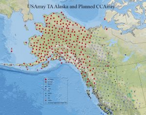 Map showing the proposed distribution of earth observation stations for CCArray at an 85km spacing.