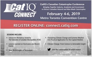 Advertisement for CatIQ's Connect conference for catastrophes and insurance industry