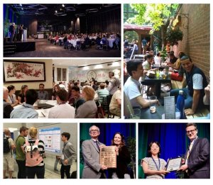 photos from the IUGG General assembly shows CMOS members, networking, receiving awards, and in the banquet hall.