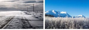 Canada's Top Ten weather stories for 2019 shows a snowblown flatland and snowy mountains in the distance