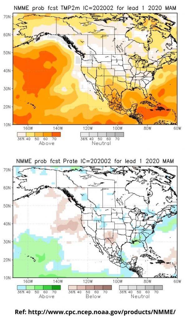 Maps showing the seasonal forecast for temperature and precipitation for other centres.