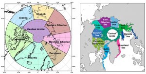 map centering the circumpolar Arctic regions