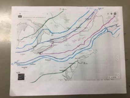 A hand drawn weather map of eastern canada